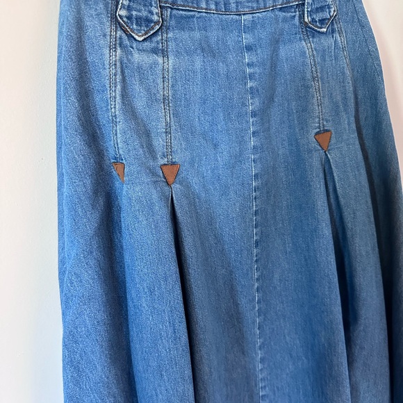 Panhandle Slim Rare Vintage A-Line Denim Skirt Pearl Snap Diamonds - Picture 6 of 10